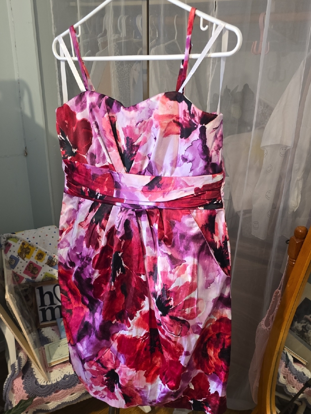 Reitmans Floral Watercolor Strapless Strap Dress 19 Ptp 31 L 17-18 Waist